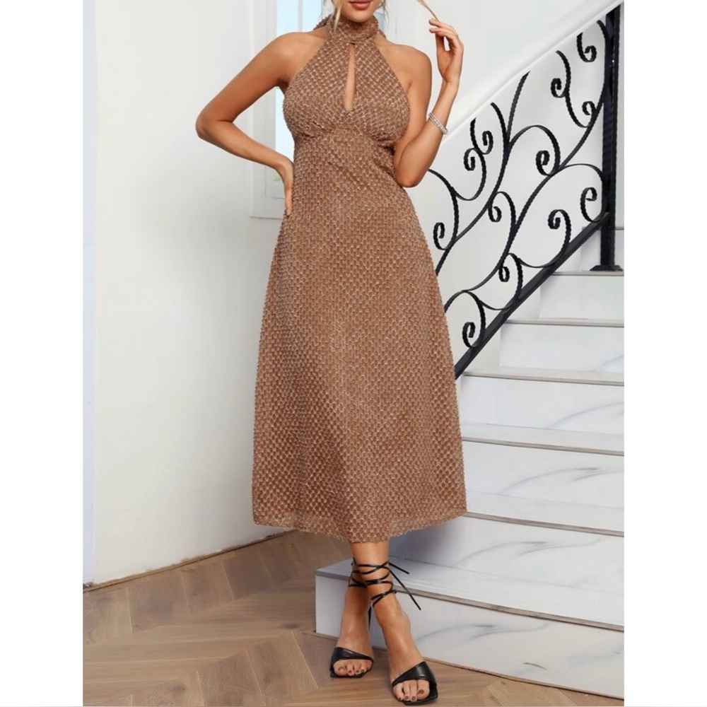 SHEIN Backless Halter Neck Dress